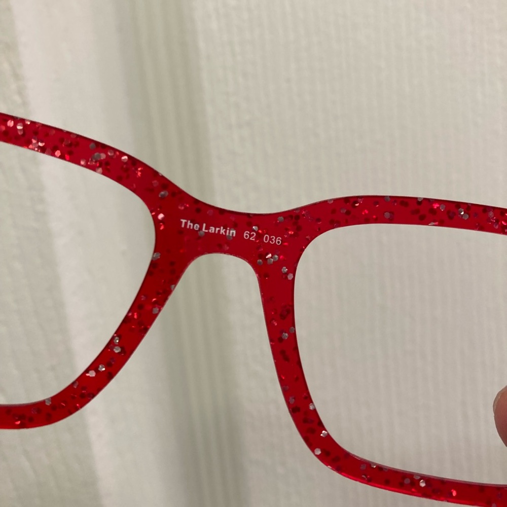 Ruby red sparkle Larkin magnetic top frame topper Pair eyewear glitter - Picture 3 of 4
